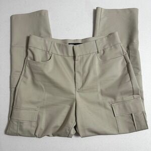 Zara Khaki Tan High Rise Straight Leg Cargo Pants Stretch Utility Gorpcore Sz L